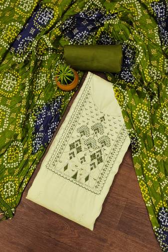 Manvaa women's light green unstitched sequnce work zora silk dress material 