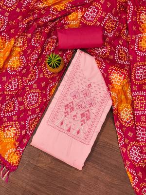 Manvaa women's pink sequnce work zora silk dress material 1