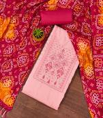 Manvaa women's pink unstitched sequnce work zora silk dress material 