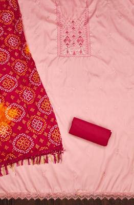 Manvaa women's pink sequnce work zora silk dress material 2
