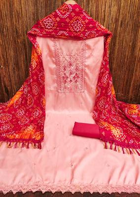 Manvaa women's pink sequnce work zora silk dress material 3
