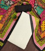 Manvaa women's white unstitched sequnce work pc cotton dress material 