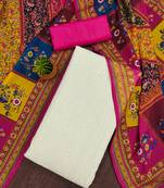 Manvaa women's white unstitched sequnce work pc cotton dress material 