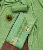 Manvaa women's light green unstitched sequnce work pc cotton dress material 