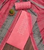 Manvaa women's pink unstitched daimond work cotton dress material (mt571pnk)
