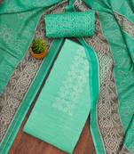 Manvaa women's sea green unstitched daimond work cotton dress material