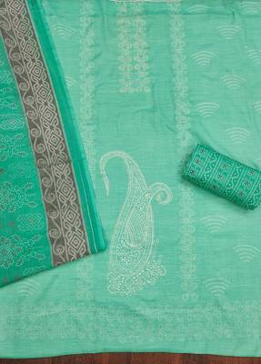 Manvaa women's sea green daimond work cotton dress material 2