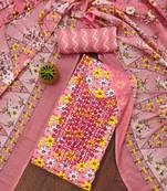 Manvaa women's multi unstitched thread work cotton dress material