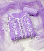 Manvaa women's levender unstitched sequnce work organza dress material 