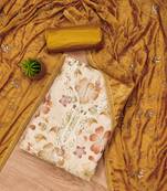 Manvaa women's multi unstitched sequnce work organza dress material