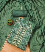 Manvaa women's sea green unstitched sequnce work organza dress material