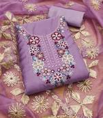 Manvaa women's levender unstitched sequnce work soft organza dress material 