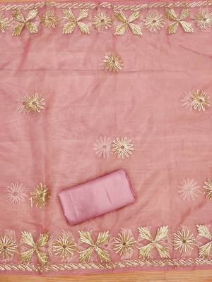 Manvaa women's pink sequnce work soft organza dress material 4