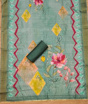 Manvaa women's green sequnce work roman silk dress material 4
