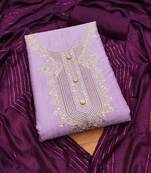 Manvaa women's levender sequnce work rayon slub dress material