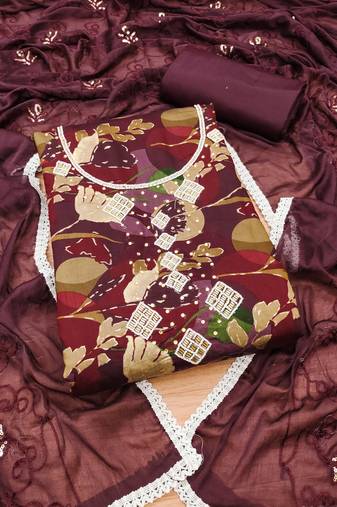 Manvaa women's multi unstitched handwork cotton dress material 
