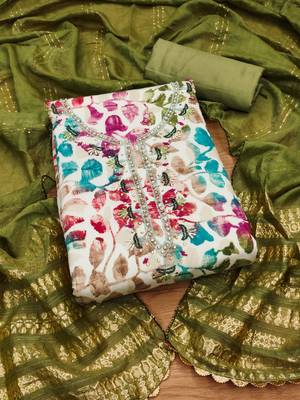 Manvaa women's multi handwork cotton dress material 1