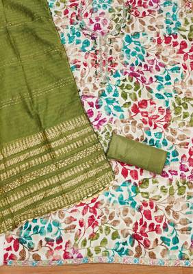 Manvaa women's multi handwork cotton dress material 2