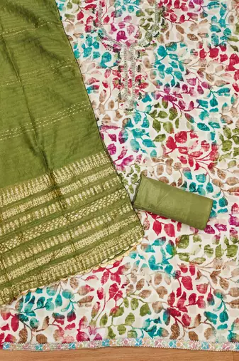 Manvaa women's multi handwork cotton dress material