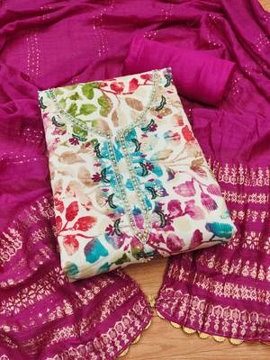 Manvaa women's multi handwork cotton dress material 1