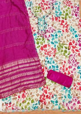 Manvaa women's multi handwork cotton dress material 2