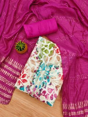 Manvaa women's multi handwork cotton dress material 3