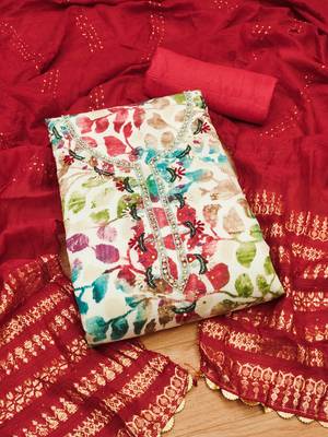 Manvaa women's multi handwork cotton dress material 1