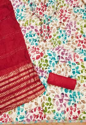 Manvaa women's multi handwork cotton dress material 2