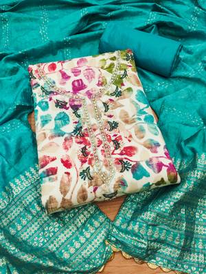 Manvaa women's multi handwork cotton dress material 1