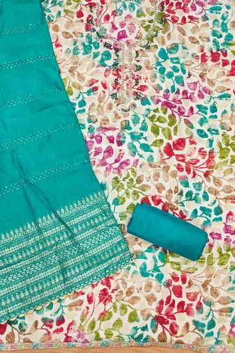 Manvaa women's multi handwork cotton dress material