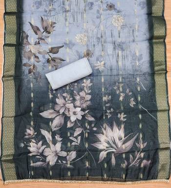 Manvaa women's grey handwork roman silk dress material 4