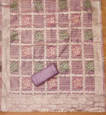 Manvaa women's levender handwork simmer jacquard dress material 4
