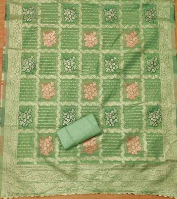 Manvaa women's light green handwork simmer jacquard dress material 4