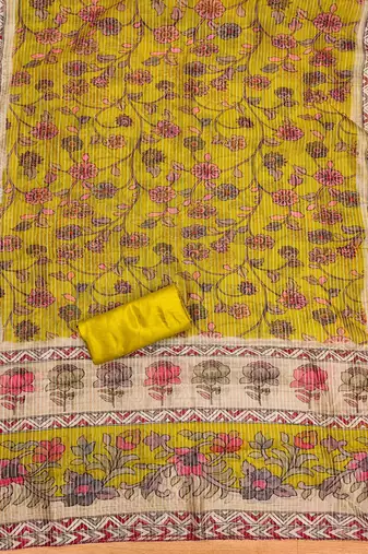 Manvaa women's light green thread work roman pv chanderi silk dress material