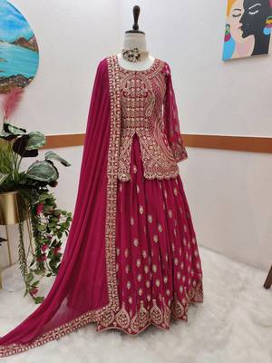 Red Colour New Designer Party Indo Lehenga Choli Set 1