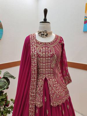 Red Colour New Designer Party Indo Lehenga Choli Set 2