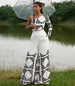 Black n white satin embroidery  co-ord set