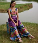 Purple satin embroidery  jumpsuit