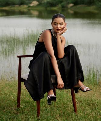 Black satin embroidery  jumpsuit 3