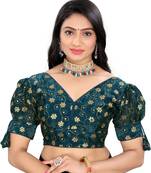 Panjari Store Blue Soft Zimichoo Half Puff Sleeve Padded blouse Size Will Be 38(Self alterable from 36-40)
