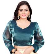 Panjari Store Kerosene Organza Long Balloon Sleeve Padded blouse Size Will Be 38(Self alterable from 36-40)