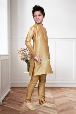 Chiku art silk kurta churidar for kid's wear 3