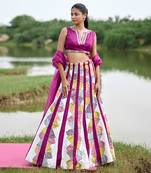 Purple Satin Embroidery Lehanga Set