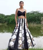 Black Satin Embroidery Lehanga Set