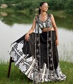 Black Satin Embroidery Lehanga Set