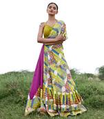 Magenta Satin Embroidery Lehanga Set