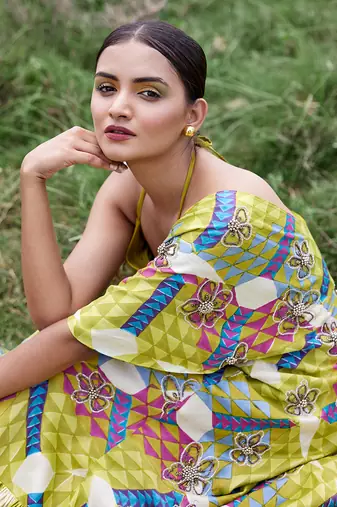 Magenta Satin Embroidery Lehanga Set