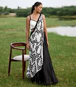 Black Satin Embroidery Lehanga Set