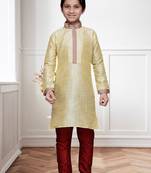 Fawn art silk kurta churidar for kid's wear