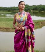 Magenta kora silk saree with blouse
